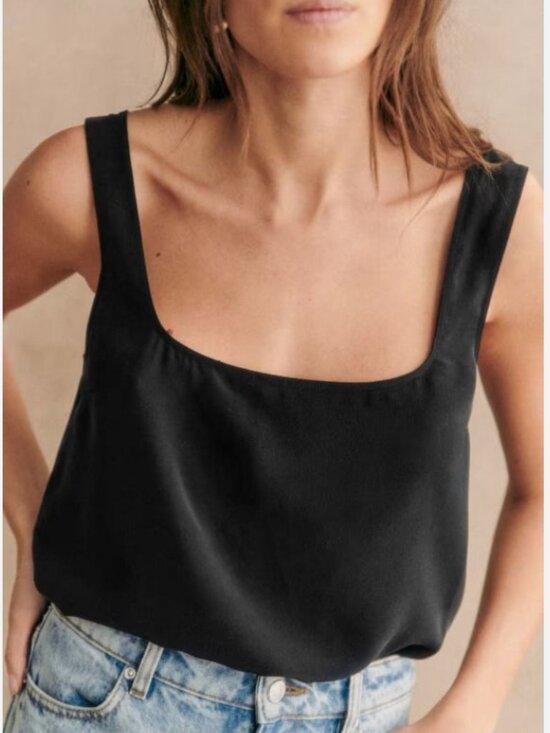 Sezane Tops - Sezane Silk Tess Top - Black